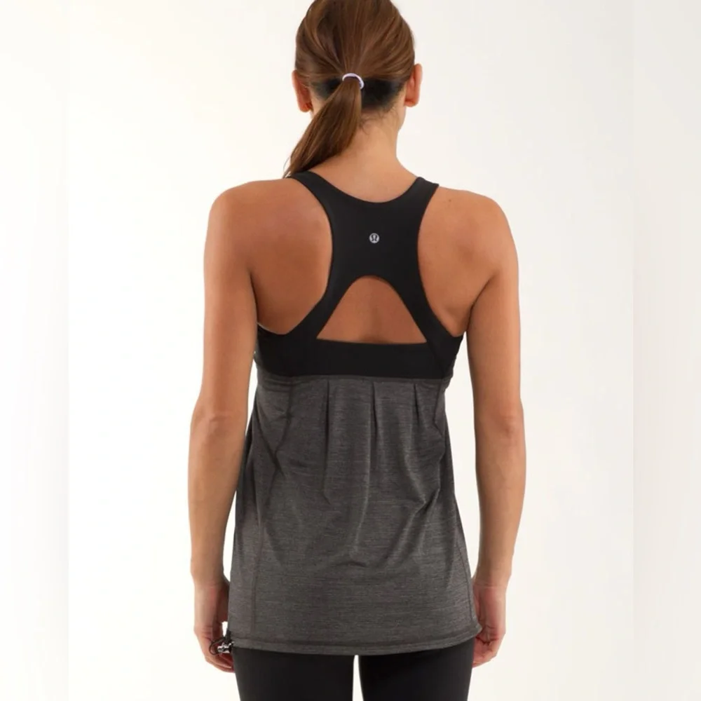 LULULEMON Run Your Heart Out Tank Heathered Black / Black No Size‎ Tag 8